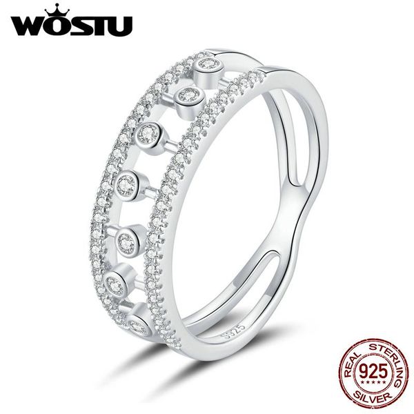

cluster rings wostu original 925 sterling silver double layers zircon ring dreamy bubbles for women wedding fashion jewelry cqr688, Golden;silver