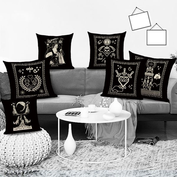 

black tarot throw pillow cover mexico skull decorative pillow covers horror ghost home decor cover for cojin
