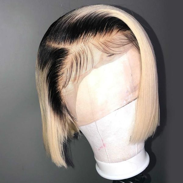 

straight 613 blonde 13x1 lace front wigs t/1b 613 short bob wigs brazilian human hair wigs 4x4 lace closure wig, Black;brown
