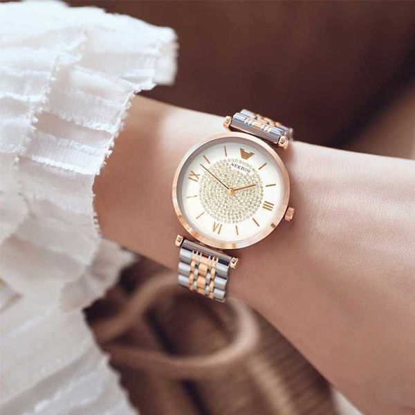 

trend women's steel belt 2020 watch quartz watch waterproof simple, Slivery;brown