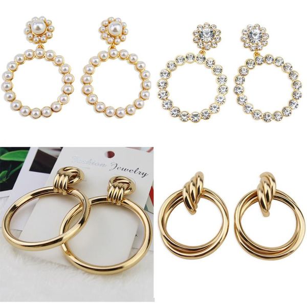 

dangle & chandelier women faux pearl geometry drop earrings simple trendy big round pendant charm statement jewelry female accessories 2021, Silver