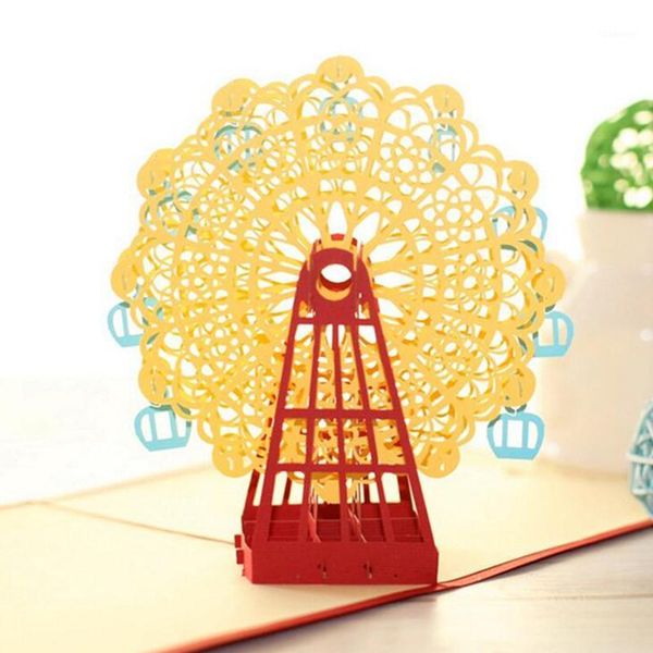 

greeting card 3d ferris wheel card birthday with envelope sticker laser cut invitation postcard creative gift1