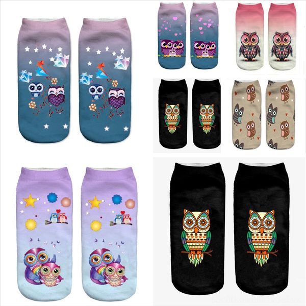 

wzh47 knee sock owls happy men's cotton animal print boat socks fun geometric creative business harajuku high sock, Black