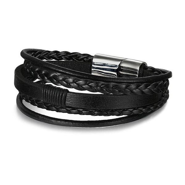 

2017 new fashion multilayer genuine leather rope chain man bracelets classical simple design men jewelry with magnet buckle jllhea