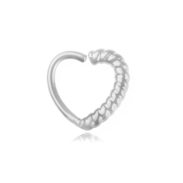 

fashion 1pc stainless steel hollow out heart spiral nose septum helix piercing nariz septum ear stud nose clicker for women h sqcfet, Silver
