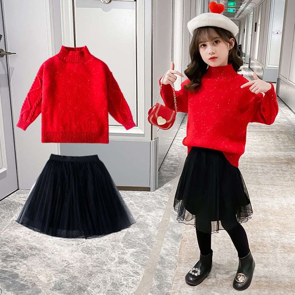 

girls' pullover plush thickened autumn and winter children's red sweater middle school girl's high collar knitted bottomcoat, Blue