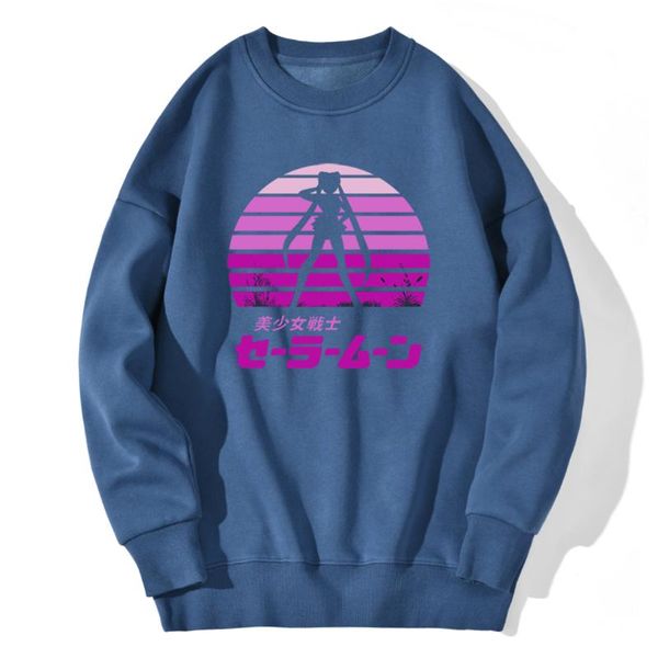 

sailor moon man's clothing print drop shoulders mens sweatshirt streetwear casual hipster outwear autumn supoleron hombre, Black
