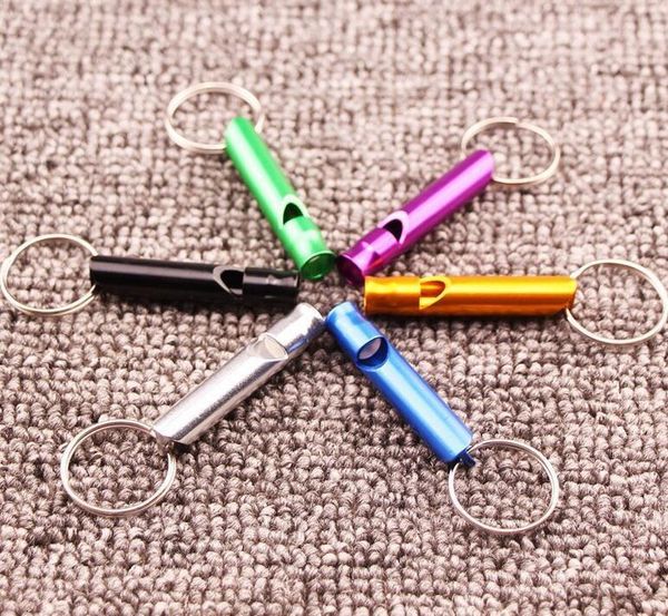 

aluminum outdoor dogs training keychain mini hiking portable survival small whistle key ring wholesale