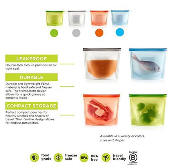 

silicone preservation airtight seal food storage reusable container versatile cooking bag dhl z7wv