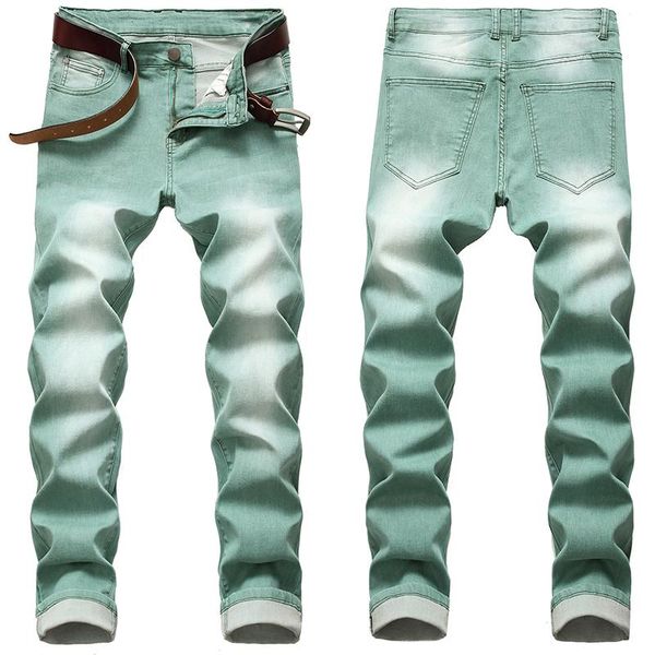 

men brand clothes new slim stretch simple denim pants men skinny motorcycle jeans men's fashion, Blue
