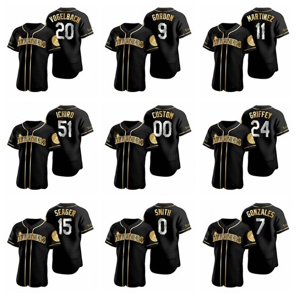 

синтл маринеры мужчины marco gonzales mallex smith dee gordon yusei kikuchi black golden custom jersey