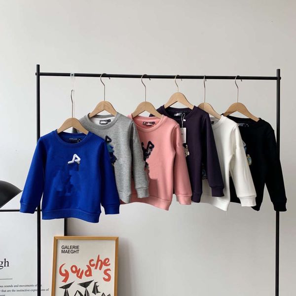 

2020 korean leisure long sve loose foreign sle thickened cartoon dark blue winter pullover children's wear, Black