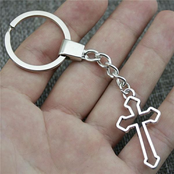 

3 pcs keyring 38x22mm cross 2 colors bronze silver color men jewelry car key chain ring holder souvenir gift wmtjin, Black;white