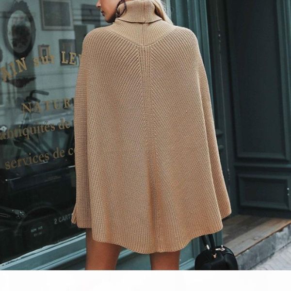 

designer women pullover sweaters bat sleeve high collar knitted women casual winter solid color female cloak, White;black