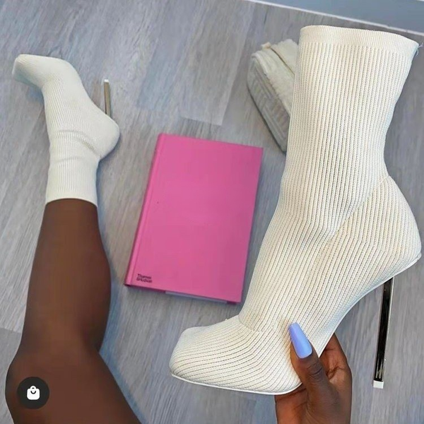 

luxury designer shoes 2022 fashion design sock boots knitting stretch boots high heels for women fashion shoes autumn wint, Black