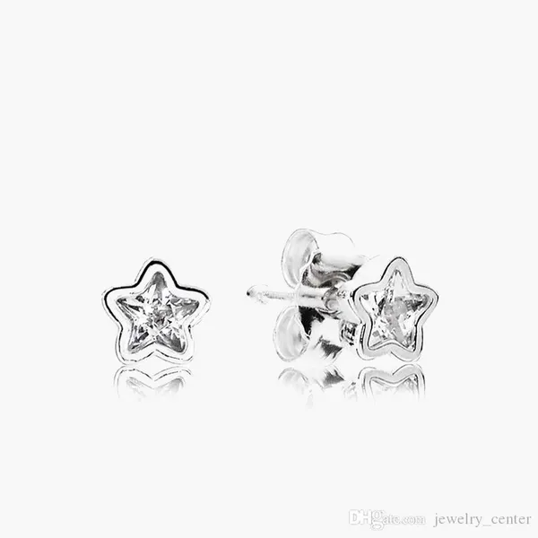 Orecchini a bottone in argento sterling 925 nuovissimi orecchini a doppio cerchio scintillanti alta carino brillante piccola stella orecchino a bottone compleanno fidanzamento sacchetto di polvere regali adatti fascino Pandora