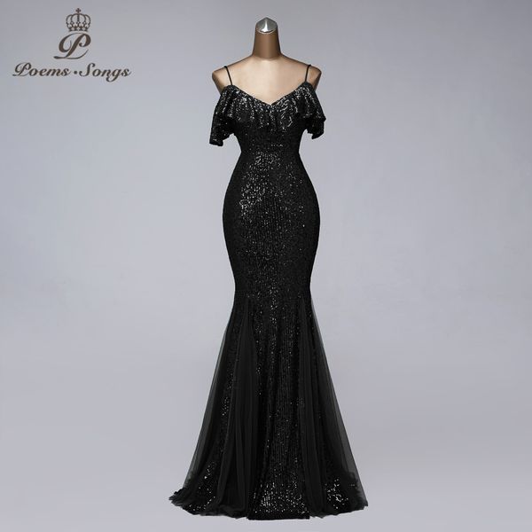 

formal evening dresses long evening gowns mermaid dresses woman party night suspender vestidos de fiesta de noche lj201224, Black