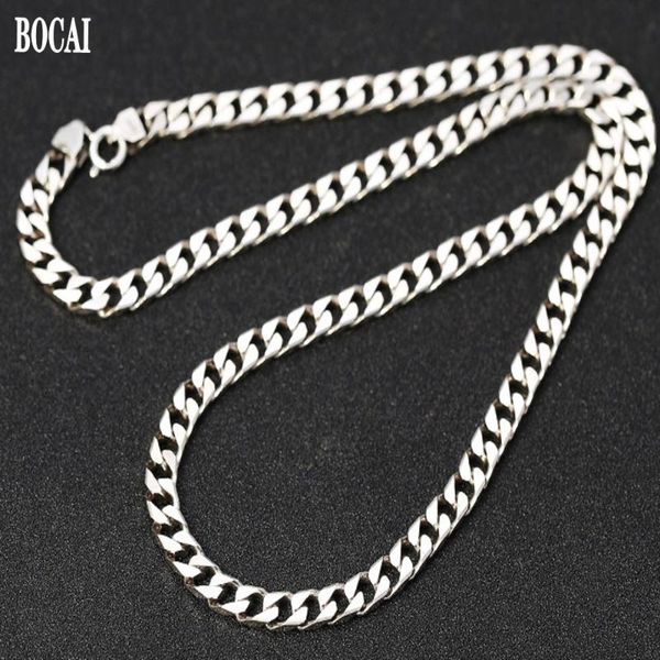 

chains bocai real s925 sterling silver man necklace personalized vintage solid 925 woman 5.5mm simple flat chain