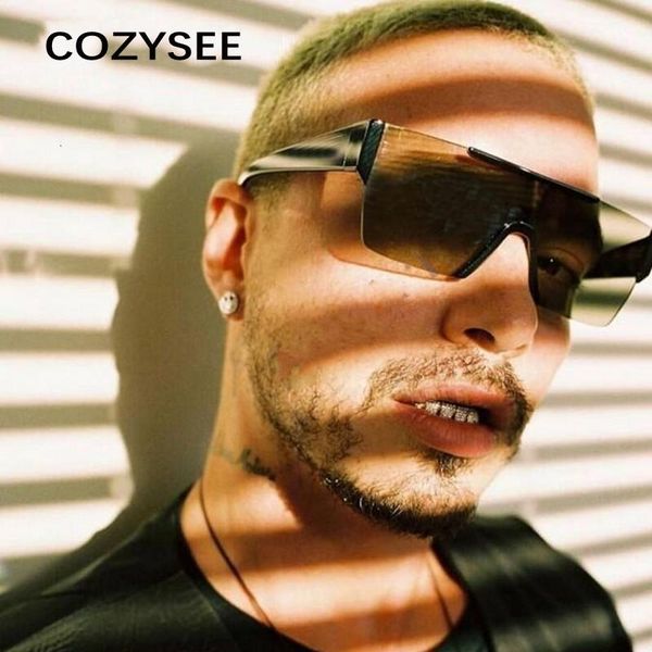 

sunglasses rimless one piece square for women oversize flat sun glasses men vintage black mirror shades ins eyewear oculos, White;black