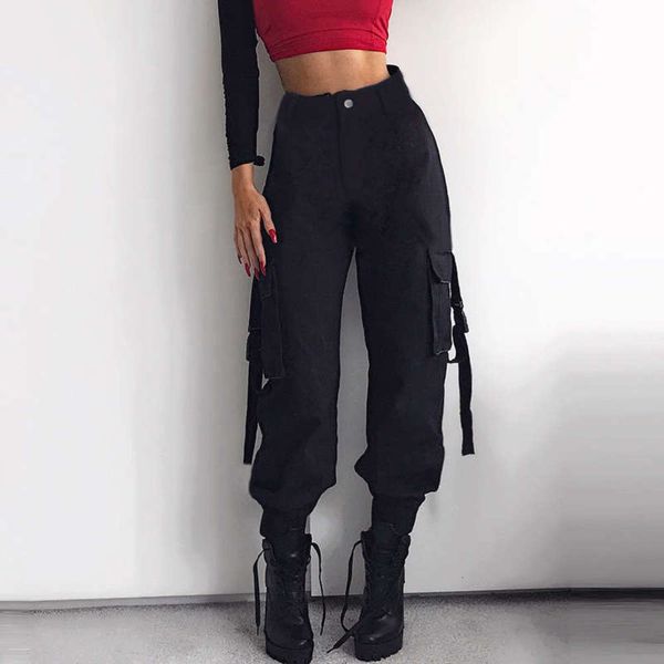 

ribbon autumn bag ins net red buckle casual women's harun pants overalls, Black;gray