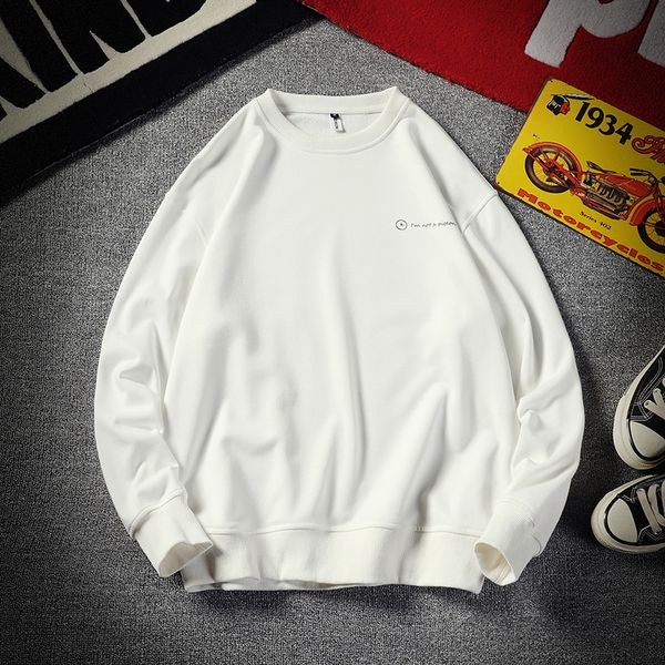 

2021 new sweatshirt men print funny picture hip hop crewneck sweatshirts sorry i am later design brand clothing 0344, Black