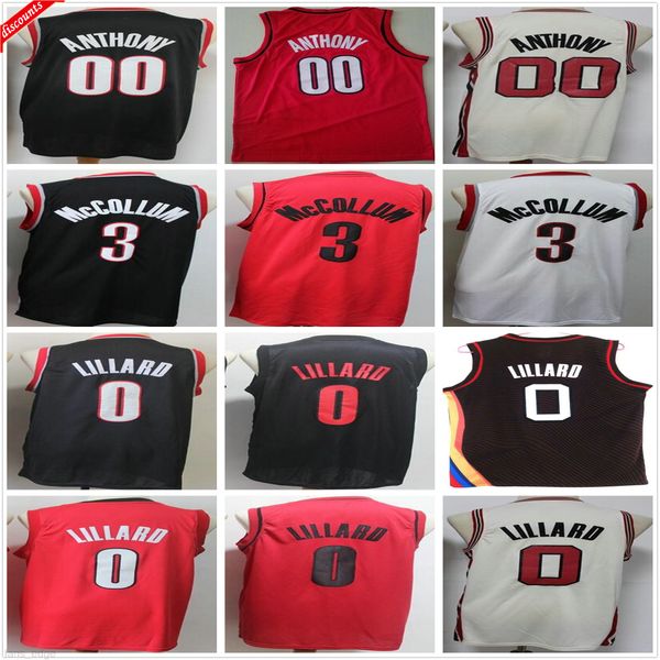 

ncaa college mens damian 0 lillard jersey c.j. 3 mccollum black white red wholesale retro vintage carmelo 00 anthony mens basketball jerseys, Black;red