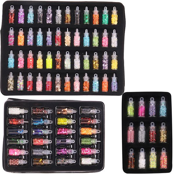 

mixed 48 bottles/set beads sequins glitter assorted resin art supplies 24 pcs large gram new jewelry findings resin jewelry diy