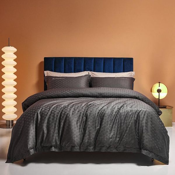 

bedding sets 1000tc cotton bedlinen dark gray jacquard bed linen bedcover duvet cover pillowcase 4pcs set