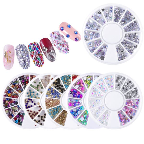 Kit di strass AB per nail art, ciondoli, paillettes glitter, set di diamanti, borchie, rivetti, gemme per il trucco di bellezza delle unghie