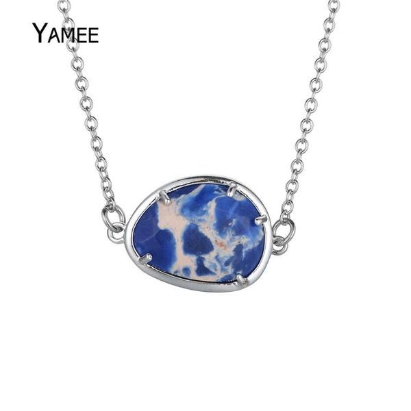 

pendant necklaces charm imperial jaspers design gem stone jewelry necklace fashion stones for women white gold color, Silver