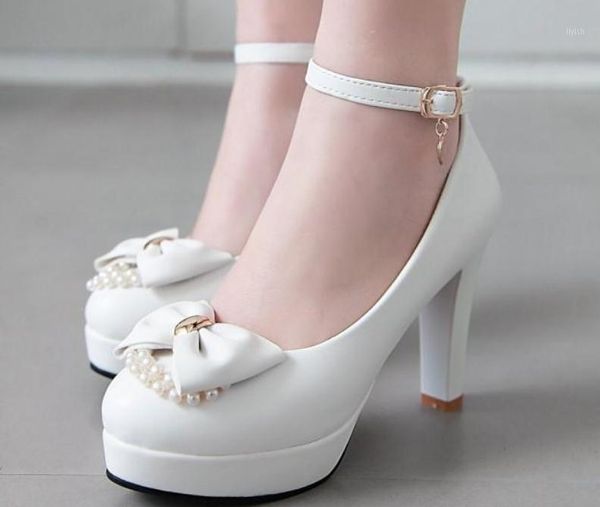

dress shoes 2021 women's in spring and autumn with style fashion high heel coarse round head bowknot waterproof table1, Black