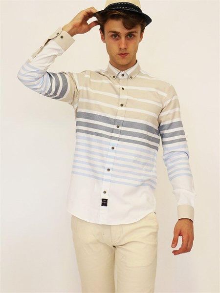

striped men 's shirt, White;black