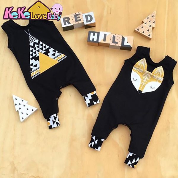 Baby-Strampler-Kleidung-Sommer-Säuglingsbaby-Outfit ärmelloses Zelt Fox-Art-neugeborenes Kleinkind-Overall-Kleidung 0-18M Kostüm 201027