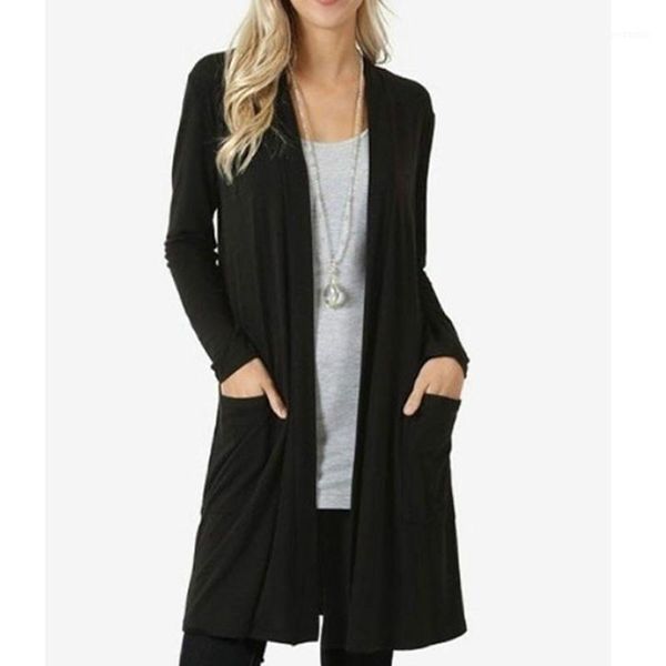 

casual thin sunscreen cardigan female 2020 new long coat solid color slim cardigan loose shawl outwear women clothing1, Tan;black
