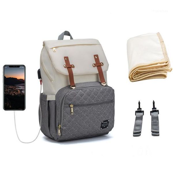 

diaper bag mummy daddy backpack baby stroller bag waterproof oxford handbag nursing nappy kits maternity usb warmer holder1