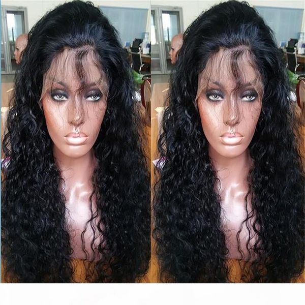 

8a full lace human hair wigs for black women brazilia hair full lace wigs water wave glueless lace front human hair wigs, Black;brown