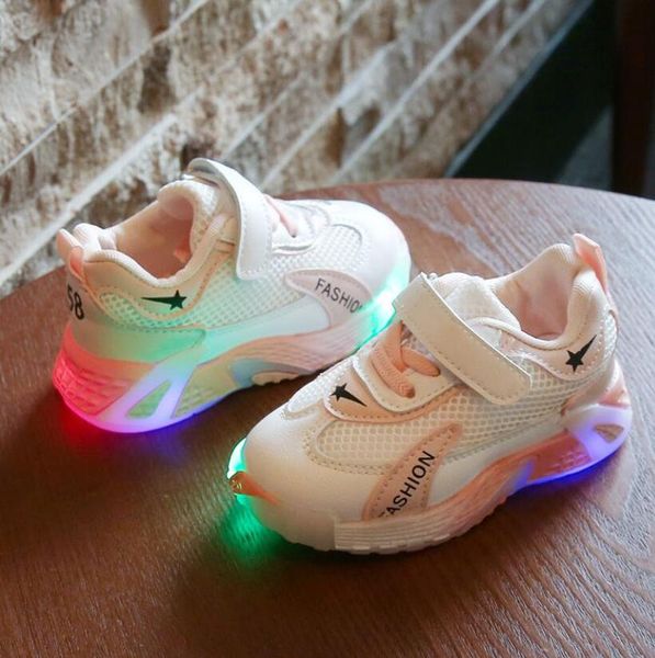 

children's led sneakers infant baby girls boys led luminous sport shoes kid with light flash shoes with backlight sole running sqchhg, Black