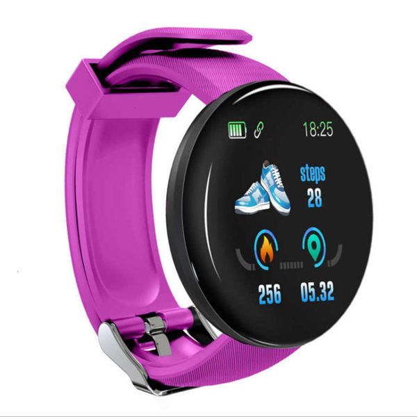 

d18 screen smart round new type bracelet color screen motion meter step sleep monitoring true rate sports watch straight, Slivery;brown
