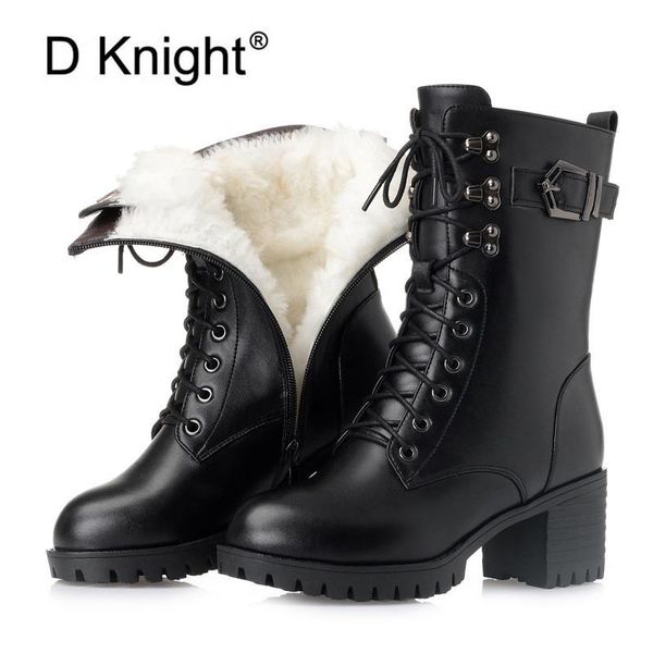 

boots winter women shoes lace up zip motorcycle snow big size platform boot female warm botas mujer 2021 booties, Black