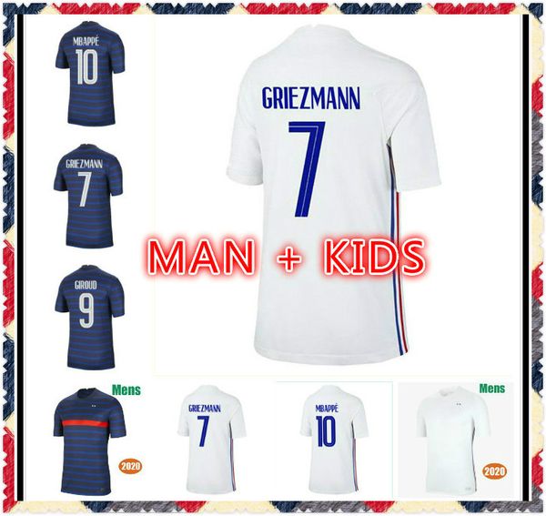 

20 21 mbappe griezmann pogba jerseys 2020 2021 giroud rabiot coman football shirts martial maillot de foot men + kids kit jerseys, Black