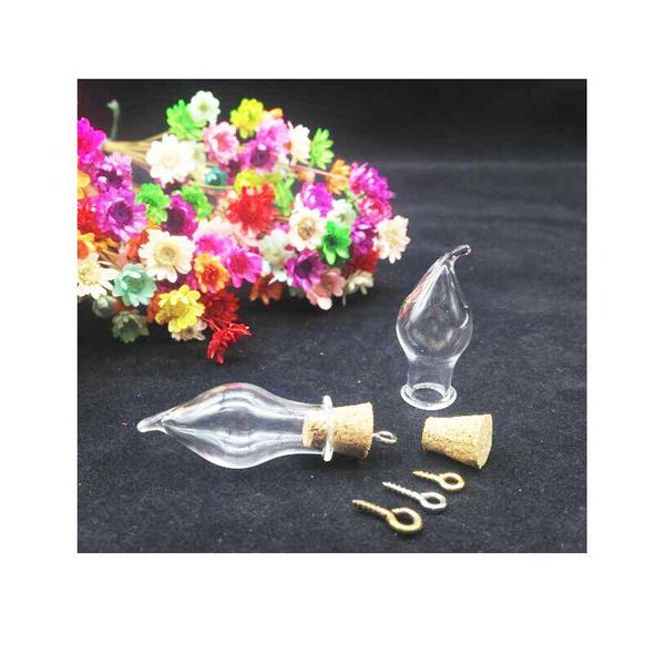 

20sets/lot pepper fang teeth glass bottle light bulb shape vial cork ser jar with corked container mini diy e sqcvwf, Black