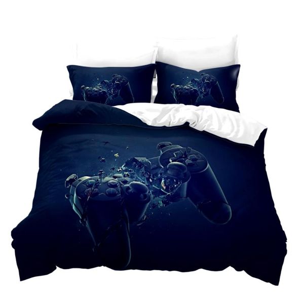 

bedding sets 3d game gamepad geometry printed set king size duvet cover pillowcase single double twin full  kids bed linen