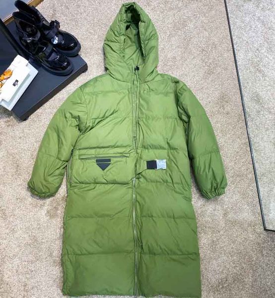 

women winter x-long parkas fashion women thick winter clothing windbreaker long down coat with waist bag belt blue green color size s m, Black