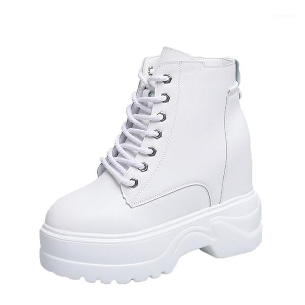 

new women platform boots 2021 height increasing waterproof sneakers winter 8cm high heel boots thick sole trainers1, Black