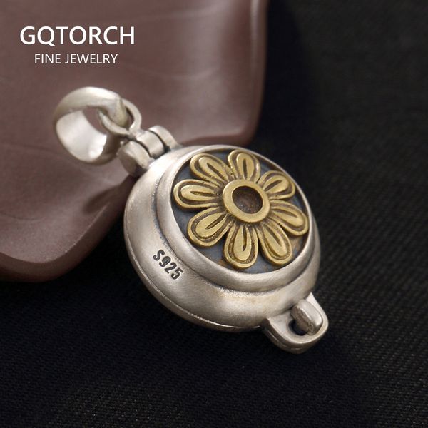 

real 925 sterling silver sun flower locket pendant vintage openable shurangama mantra pendants for women new arrivals lj201016