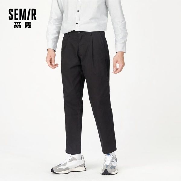

semir casual pants men autumn new ninth points casual pants black feet korean pleated business trousers