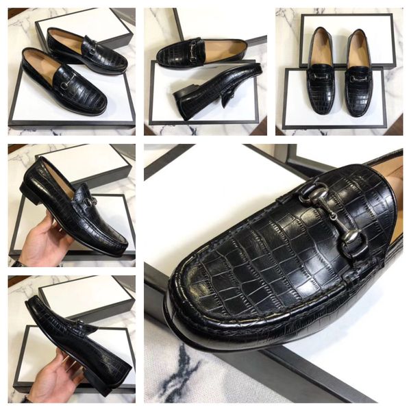 

2019 classic formal shoes men fashion style genuine leather oxford dress shoes italian handmade men's crocodile shoes, Black