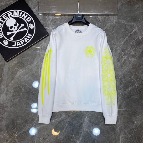 

brand cross tibetan silver family limited fluorescent green sanskrit letter graffiti round collar sweater luminous edition, Black