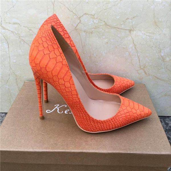 

mode 2020 freight new orangea python snake leather poined toe stiletto high heels alta-salto sapato vhwm, Black