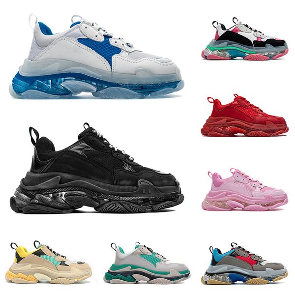 

selling triple s flat trainers casual shoes platform designer crystal bottoms mens womens 17fw paris triple-s vintage dad sneakers 36-45, Black